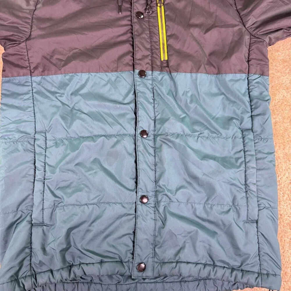 The North Face Jacket Mens Sz Small Blue Black Colorblock Hooded Zip Lightweight